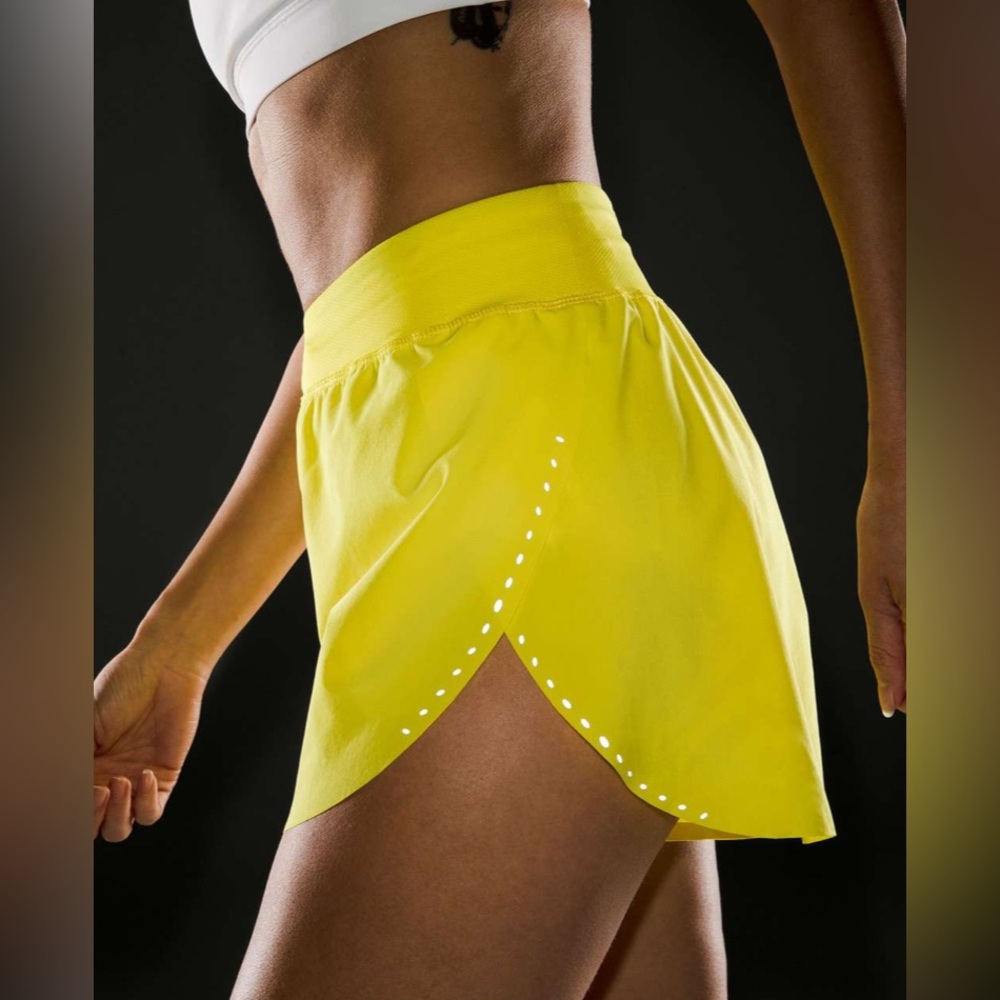 Lululemon Find Your Pace High-Rise Lined Short 3" - Sonic Yellow - size 4